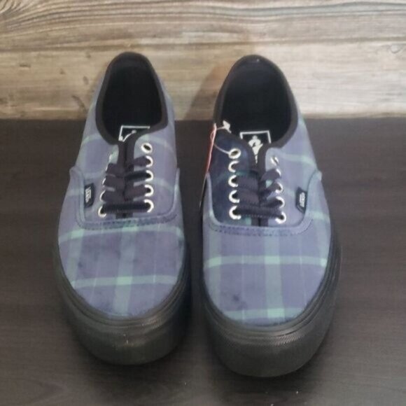 New Vans Authentic Stacked Womens Platform Sneakers Size 8 Blue Velvet Plaid - Picture 4 of 9
